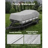 image:imageKEMIMOTO Pontoon Boat Cover 1720ft Heavy Duty UV Resistant Waterproof Oxford Fabric Trailerable Pontoon Cover with 13 Adjustable Tie Down StrapsBlackGrey