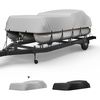 image:imageKEMIMOTO Pontoon Boat Cover 1720ft Heavy Duty UV Resistant Waterproof Oxford Fabric Trailerable Pontoon Cover with 13 Adjustable Tie Down StrapsBlackGrey