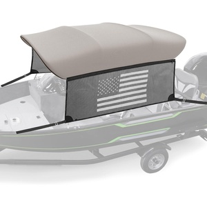 image:imageKEMIMOTO Bimini Top Replacement for Pontoon Boats with Detachable Mesh Sidewalls and Zippered Sleeves 600D Marine Grade Waterproof Canvas Easy Install No Frame Blue 9196 WGray