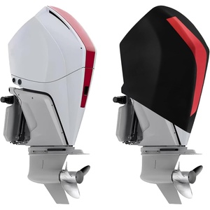 image:imageKEMIMOTO Outboard Motor Cover 600D Heavy Duty Waterproof for Mercury Outboard Engine Cover Compatible with Mercury 250HP300HP200300 PRO XS  4STR V8 46L 20172023Black  Red