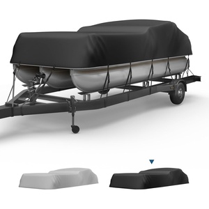 image:imageKEMIMOTO Pontoon Boat Cover 1720ft Heavy Duty UV Resistant Waterproof Oxford Fabric Trailerable Pontoon Cover with 13 Adjustable Tie Down StrapsBlackBlack