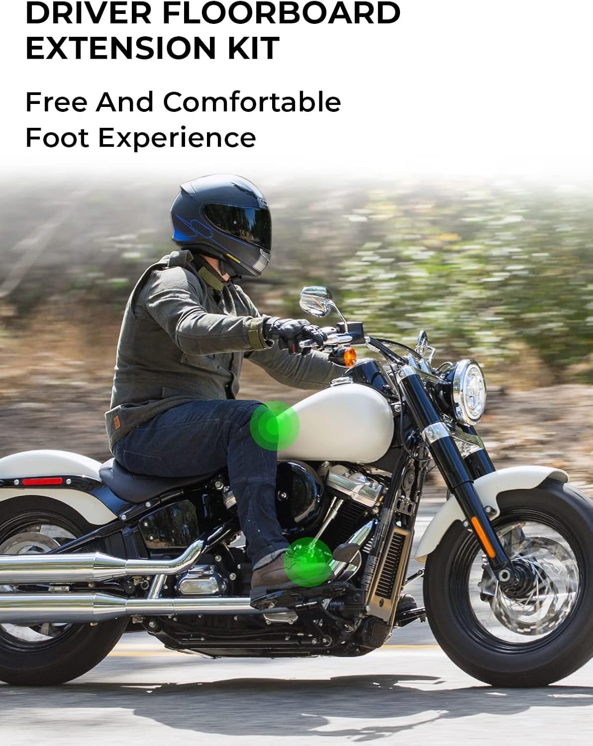 image:imageKEMIMOTO Driver Floorboard Extensions Floorboard Extenders kit 1 Compatible with 2018 Softail FL Models Heritage Classic Fat Boy Deluxe Sport Glide Softail Slim Include Bolts and Spacers Black