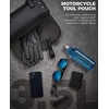 image:imageISSYZONE Motorcycle Fork Bag PU Leather Front Fork Tool Bag Universal for Handlebar Sissy Bar Roll Storage Pouch with 2 Straps Compatible with Scooter Softail Sportster Dyna