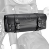image:imageISSYZONE Motorcycle Fork Bag PU Leather Front Fork Tool Bag Universal for Handlebar Sissy Bar Roll Storage Pouch with 2 Straps Compatible with Scooter Softail Sportster Dyna