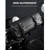 image:imageISSYZONE Motorcycle Fork Bag PU Leather Front Fork Tool Bag Universal for Handlebar Sissy Bar Roll Storage Pouch with 2 Straps Compatible with Scooter Softail Sportster Dyna
