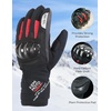 image:imageKEMIMOTO Winter Motorcycle Gloves Men Women Waterproof Motorcycle Gloves Cold Weather Warm Touchscreen Gauntlet Windproof Riding ATV Enduro Scooter Snowmobile Gloves Carbon Fiber Skiing CyclingRedM