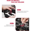 image:imageUpgrade KEMIMOTO Motorcycle Cup Holder with Black Perch Mount Bracket Synthetic Leather Motorcycle Drink Holder Compatible with Dyna Softail Touring Goldwing GL1800 GL1500 VTX Shadow Vstar Vulcan