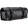 image:imageISSYZONE Motorcycle Fork Bag PU Leather Front Fork Tool Bag Universal for Handlebar Sissy Bar Roll Storage Pouch with 2 Straps Compatible with Scooter Softail Sportster Dyna
