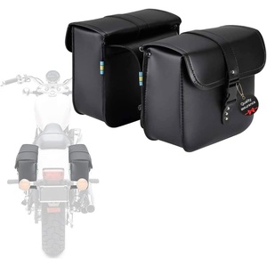 image:imageISSYAUTO Motorcycle Saddle Bags 2 Pack PU Leather Universal Saddlebags 16 Liter Capacity for Shadow Boulevard Sportster Softail Dyna