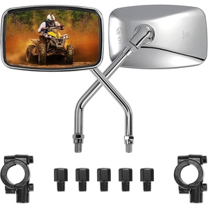 image:imageKEMIMOTO ATV Mirrors 8MM10MM Motorcycle Side Mirrors for 78 Handlebar  Side Rearview Mirrors Compatible with ATV Motorcycle Dirt Bike Scooter Snowmobile 54 x 35 Viewing Area BlackSilver