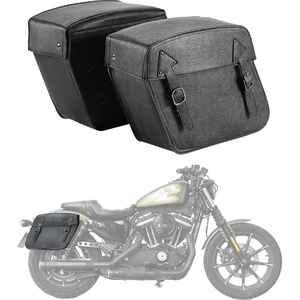 image:imageKEMIMOTO Motorcycle Saddlebags with Tail lights Moving Backwards 32L Leather Saddle Bags Motorcycles Compatible with Sportster 883