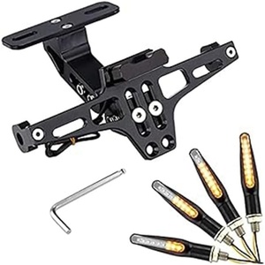 image:imageKEMIMOTO Universal Motorcycle License Plate Bracket with 4PCS Turn Signals Light