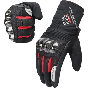 image:imageKEMIMOTO Winter Motorcycle Gloves Men Waterproof Cold Weather Warm Touch Screen Gloves Spring Windproof Gauntlet Carbon Fiber Riding Hard Knuckle ATV Scooter Snowmobile Cycling Red XL