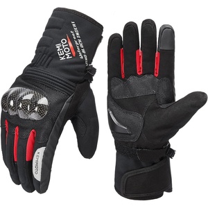 image:imageKEMIMOTO Winter Motorcycle Gloves for Men Women Cold Weather Waterproof Warm ATV Riding Carbon Fiber Hard Knuckle Touch Screen Windproof Gauntlet Gloves AntiSlip Red L