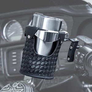 image:imageUpgrade KEMIMOTO Motorcycle Cup Holder with Black Perch Mount Bracket Synthetic Leather Motorcycle Drink Holder Compatible with Dyna Softail Touring Goldwing GL1800 GL1500 VTX Shadow Vstar Vulcan