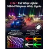 image:imageKEMIMOTO Universal 2in1 2pc 2ft Whipless Fat Whip Lights  Alien Lights with Integrated Rocker Switch Remote amp APP Control 360 Spiral MultiColor Alien ScratchResistant
