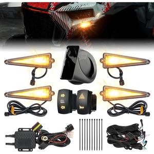 image:imageKEMIMOTO UTV Triangle Turn Signal Kit with Lever Switch and 110 dB Horn  PreWired Plug and Play Universal Street Legal Kit Compatible with Polaris CanAm Kawasaki CFMOTOWith Rocker Switch