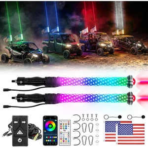 image:imageKEMIMOTO Universal 2in1 2pc 2ft Whipless Fat Whip Lights  Alien Lights with Integrated Rocker Switch Remote amp APP Control 360 Spiral MultiColor Alien ScratchResistant