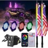 image:imageKemimoto 2PCS 3FT Universal LED Whip Light and 4 PCS Rock Lights Combo  366 Modes with Integrated Rocker Switch TurnHazardLight amp SOS Mode Spring Base amp App Control IP67 Waterproof