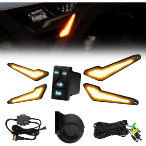 image:imageKEMIMOTO Triangle UTV Turn Signal Kit with Horn and Integrated Switch PreWired Plug and Play UTV ATV Blinker Universal Street Legal Turn Signals Compatible with Polaris CanAm Teryx CFMOTO