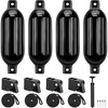 image:imageKEMIMOTO Boat Fenders Bumpers for 1535ft Boats 4 Pack Inflatable Boat Fenders with 4 Quick Release Adjustable Clips Bumpers for Docking Fit for Pontoon Bass and Jon BoatsBlack