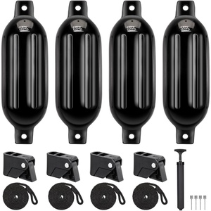 image:imageKEMIMOTO Boat Fenders Bumpers for 1535ft Boats 4 Pack Inflatable Boat Fenders with 4 Quick Release Adjustable Clips Bumpers for Docking Fit for Pontoon Bass and Jon BoatsBlack
