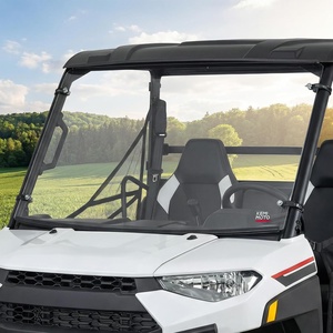image:imageKEMIMOTO UTV ScratchResistant Front Windshield Compatible with Polaris Ranger 150 EFI Youth 2018 DoubleLayer Thickened PC Full Window Preinstalled Sealing Strip Accessories Fits Roof