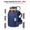 image:imageKEMIMOTO Bicycle Cup Holder  Handlebar Drink Holder with Mesh Pockets Phone Bag  Compatible with Road Bike MTB EBike Scooter Wheelchair Blue