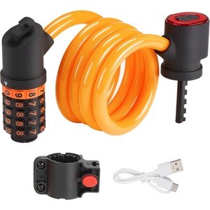 image:imageKEMIMOTO AntiTheft Bike Lock Combination Lock Orange Portable Resettable 5Digit Password 3 Lighting Modes Durable Flexible Steel Easy Installation Maximum Compatibility