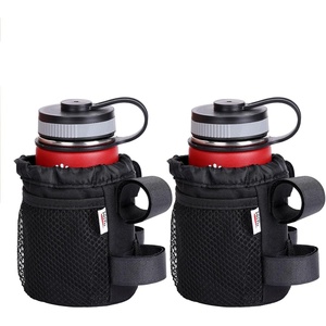image:imageKEMIMOTO Bike Cup Holder 2 PCS Bicycle Water Bottle Holder for Bike Handlebar Bike Drink Holder with Mesh Pockets Phone Bag Compatible with Road Bike MTB EBike Scooter Scooter Wheelchair