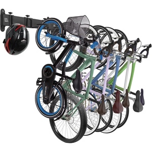 image:imageKEMIMOTO Bike Storage Rack 6 Bike Rack and 3 Helmet Hooks for Garage HeavyDuty Wall Mount Adjustable Bike Hooks for Home amp Garage Hold up to 520lbs Hang Up to 5Inch Fat Bike Tires